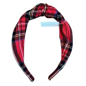 J Crew Turban Knot Headband in Red Tartan Plaid